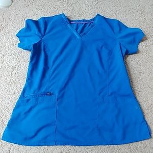 Royal blue Healing Hands scrub top medium